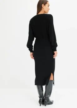 bonprix bonprix Vestido de punto de mezcla de viscosa fluida Negro Online