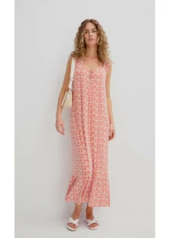 bonprix bonprix Vestido de punto de mezcla de viscosa cayena-blanco lana Clearance