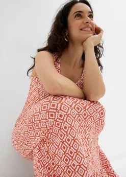 bonprix bonprix Vestido de punto de mezcla de viscosa cayena-blanco lana Clearance