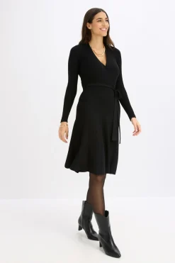 bonprix bonprix Vestido de punto de mezcla de viscosa Negro Outlet