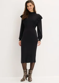 bonprix bonprix Vestido de punto de mezcla de viscosa Negro Sale