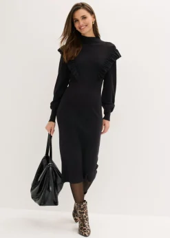 bonprix bonprix Vestido de punto de mezcla de viscosa Negro Sale