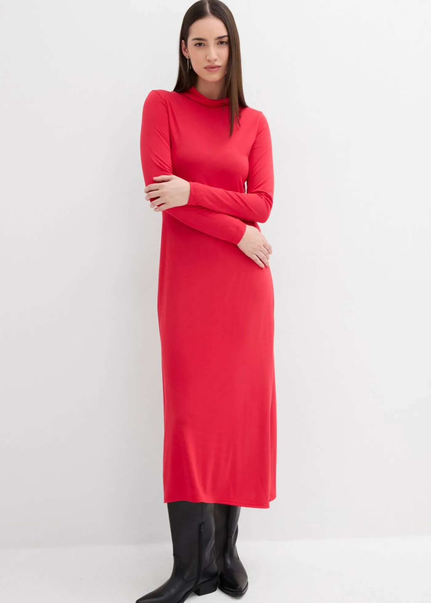 bonprix bonprix Vestido de punto de mezcla de modal suave Rojo Hot