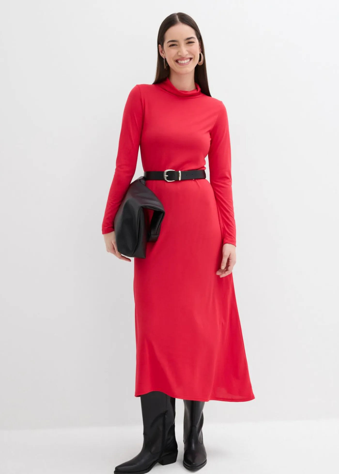 bonprix bonprix Vestido de punto de mezcla de modal suave Rojo Hot