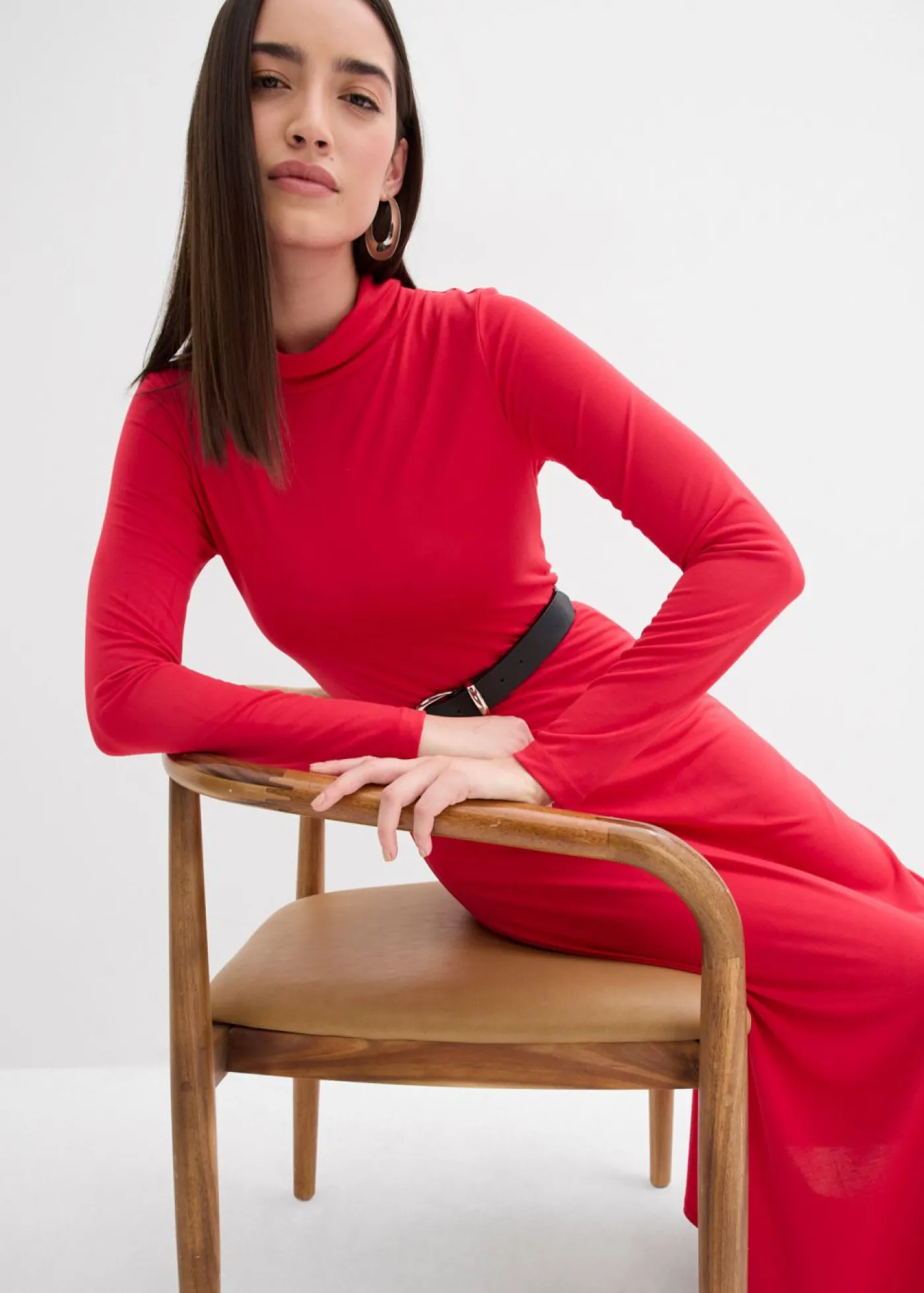 bonprix bonprix Vestido de punto de mezcla de modal suave Rojo Hot