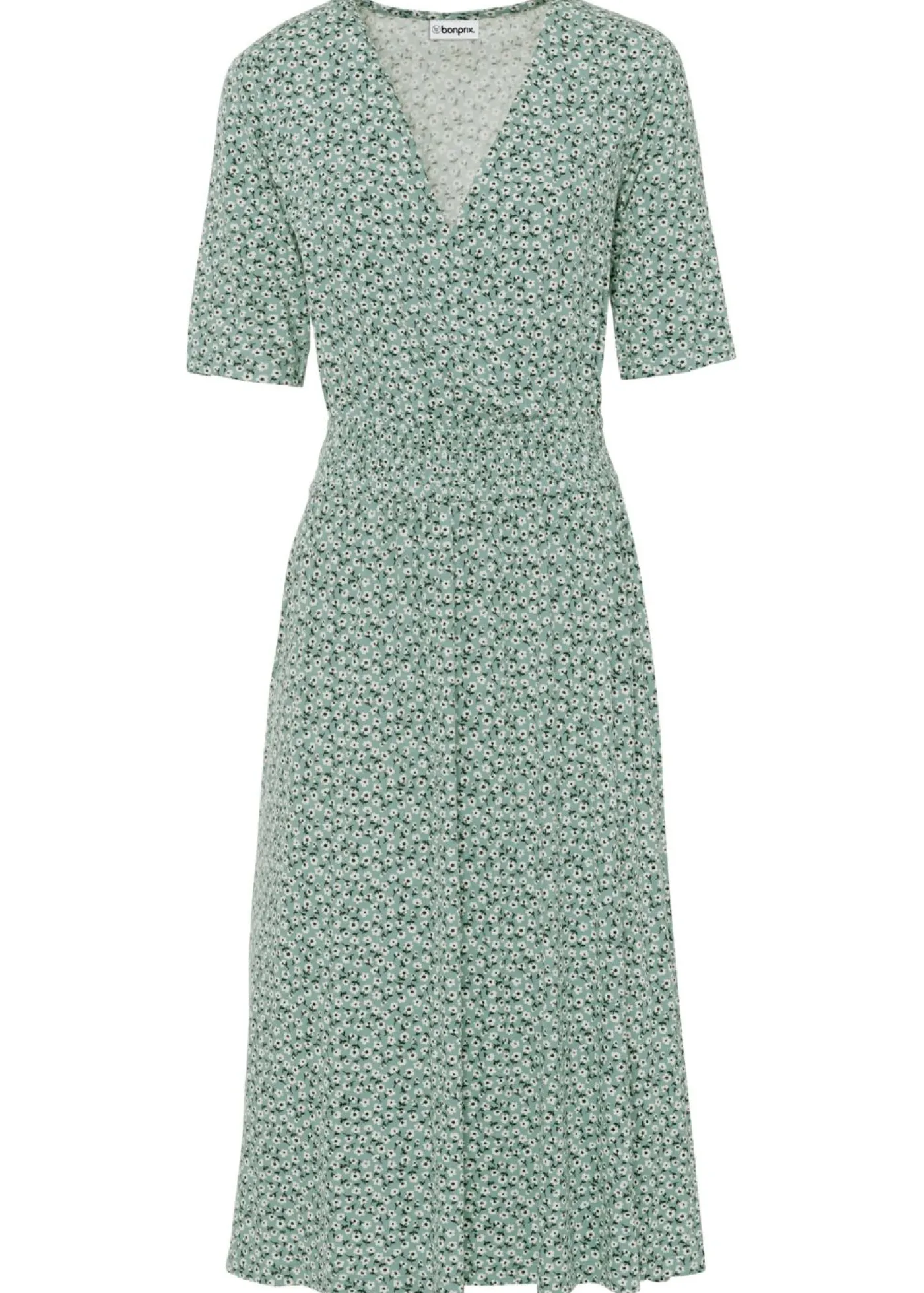 bonprix bonprix Vestido de punto de mezcla de viscosa Verde pastel de flores Clearance