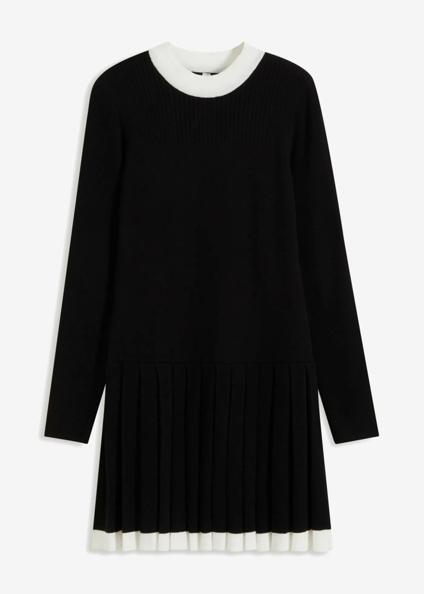 bonprix bonprix Vestido de punto de mezcla de viscosa Negro-blanco Sale