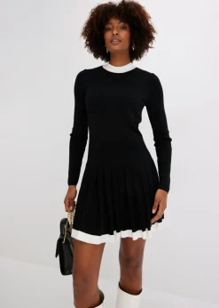 bonprix bonprix Vestido de punto de mezcla de viscosa Negro-blanco Sale