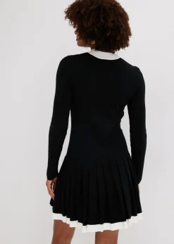 bonprix bonprix Vestido de punto de mezcla de viscosa Negro-blanco Sale