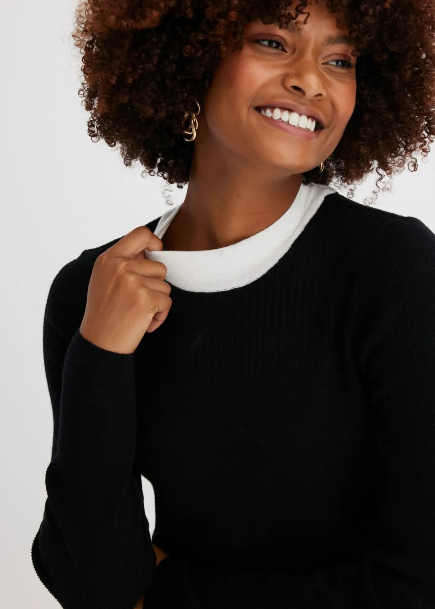 bonprix bonprix Vestido de punto de mezcla de viscosa Negro-blanco Sale