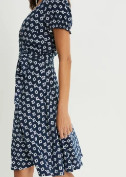 bonprix bonprix Vestido de punto de mezcla de viscosa Azul marino-blanco Sale