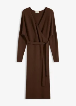 bonprix bonprix Vestido de punto de mezcla de viscosa fluida marrón Discount