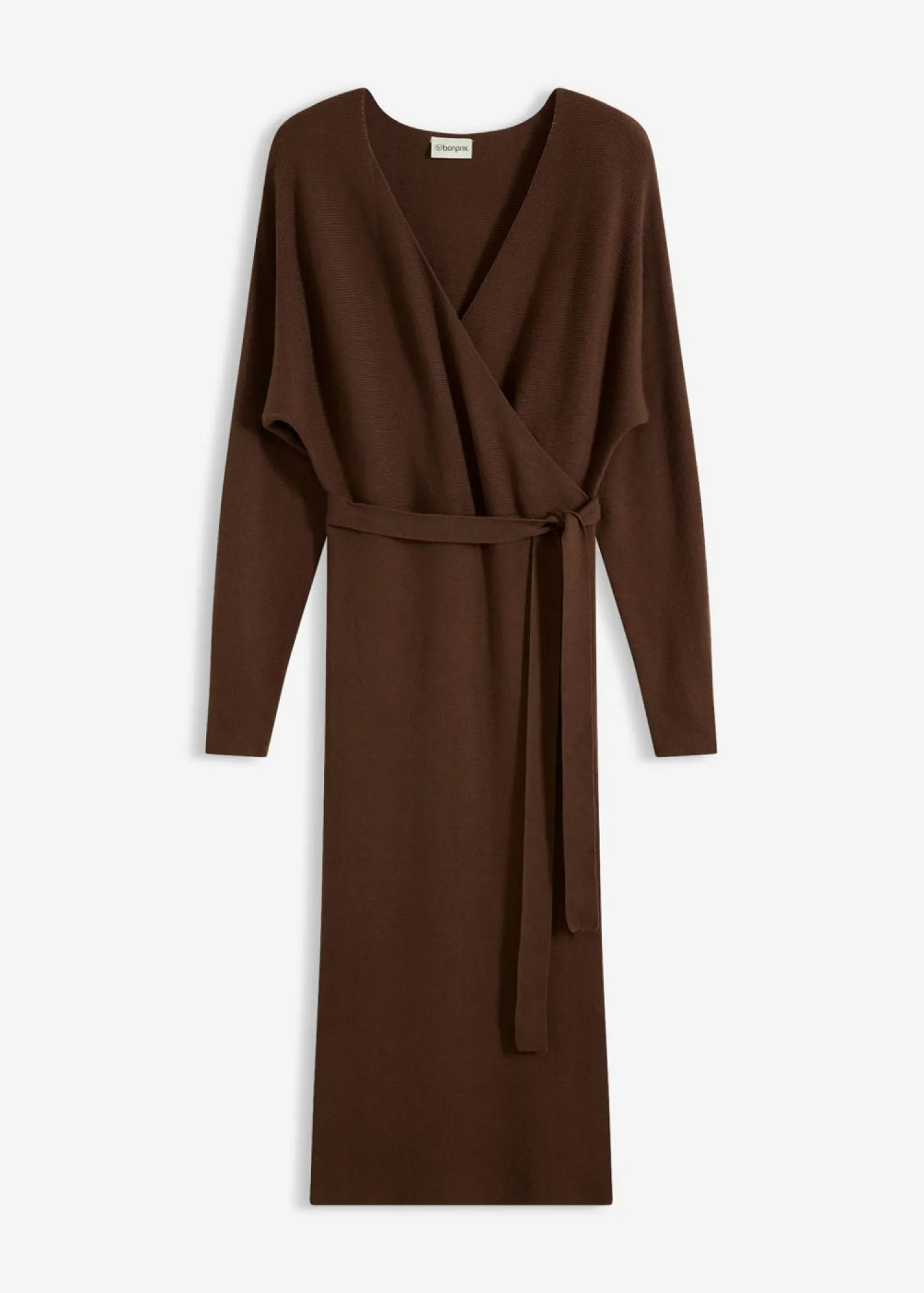 bonprix bonprix Vestido de punto de mezcla de viscosa fluida marrón Discount