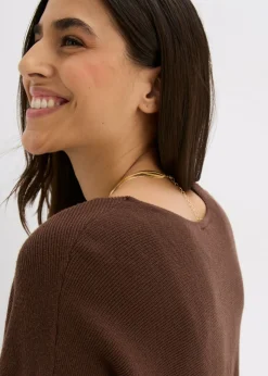 bonprix bonprix Vestido de punto de mezcla de viscosa fluida marrón Discount