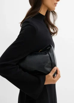 bonprix bonprix Vestido de punto de mezcla de viscosa con línea en A Negro Hot