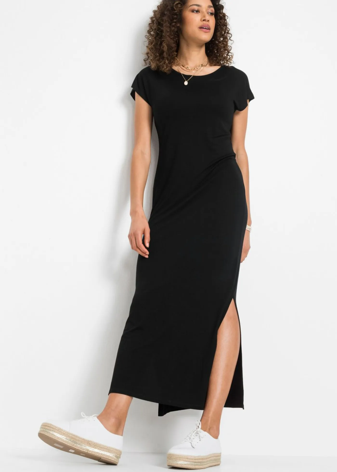 bonprix bonprix Vestido de punto de mezcla fluida de viscosa y elastano Negro Hot