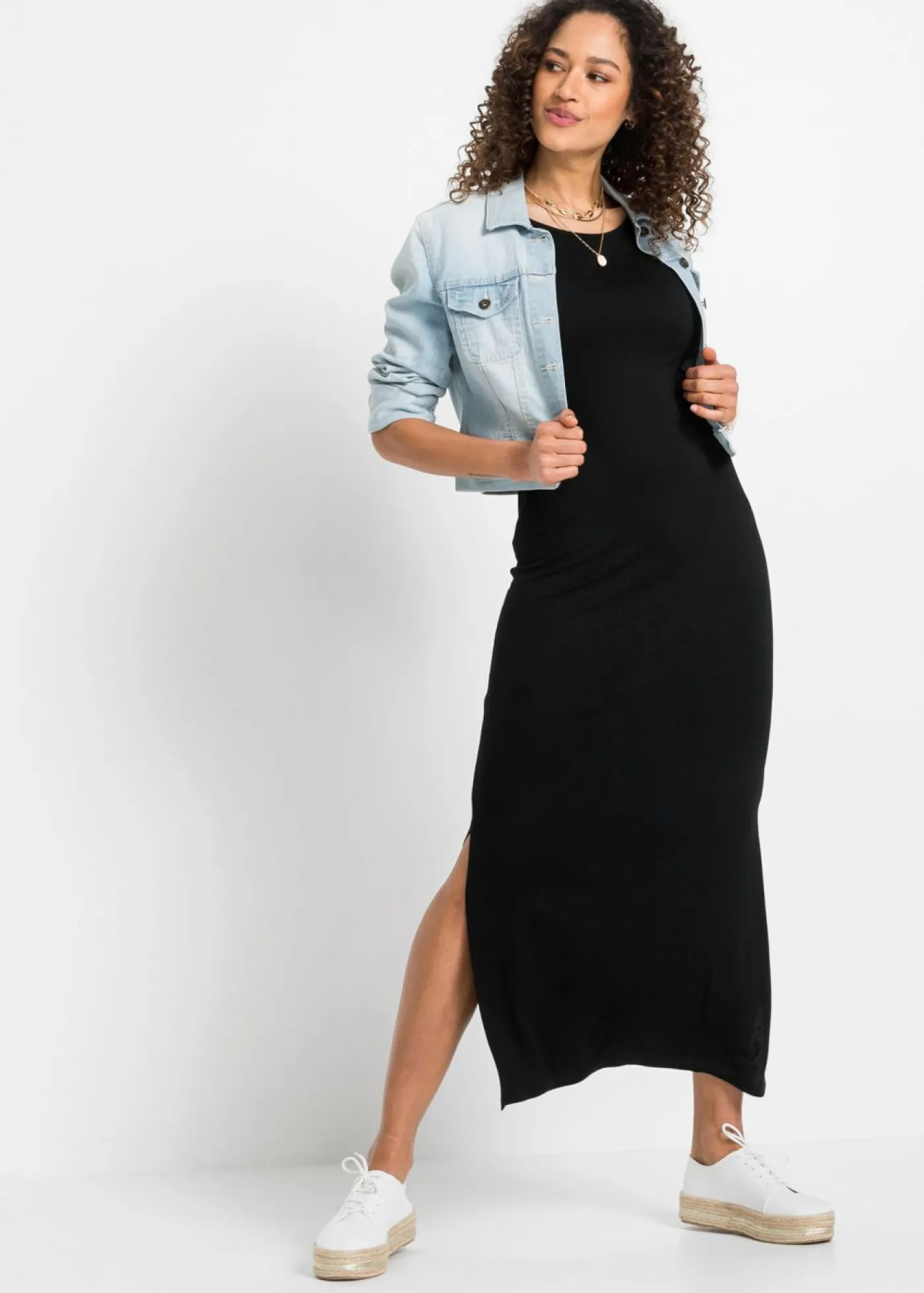 bonprix bonprix Vestido de punto de mezcla fluida de viscosa y elastano Negro Hot
