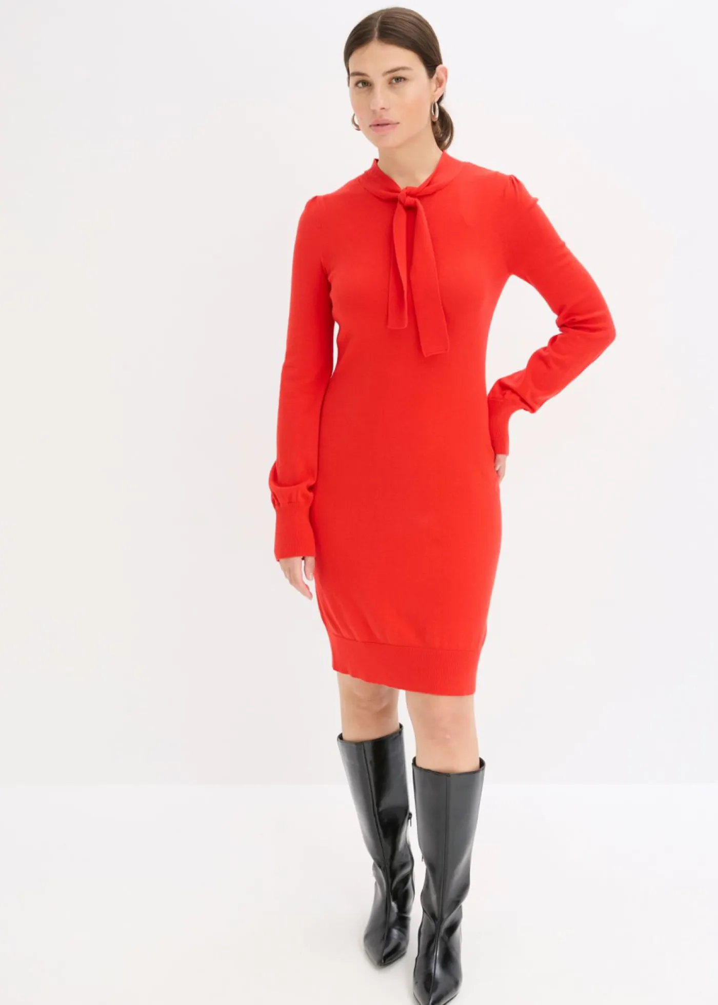 bonprix bonprix Vestido de punto de mezcla de viscosa fluida Rojo Clearance