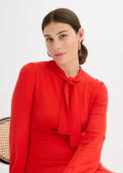 bonprix bonprix Vestido de punto de mezcla de viscosa fluida Rojo Clearance