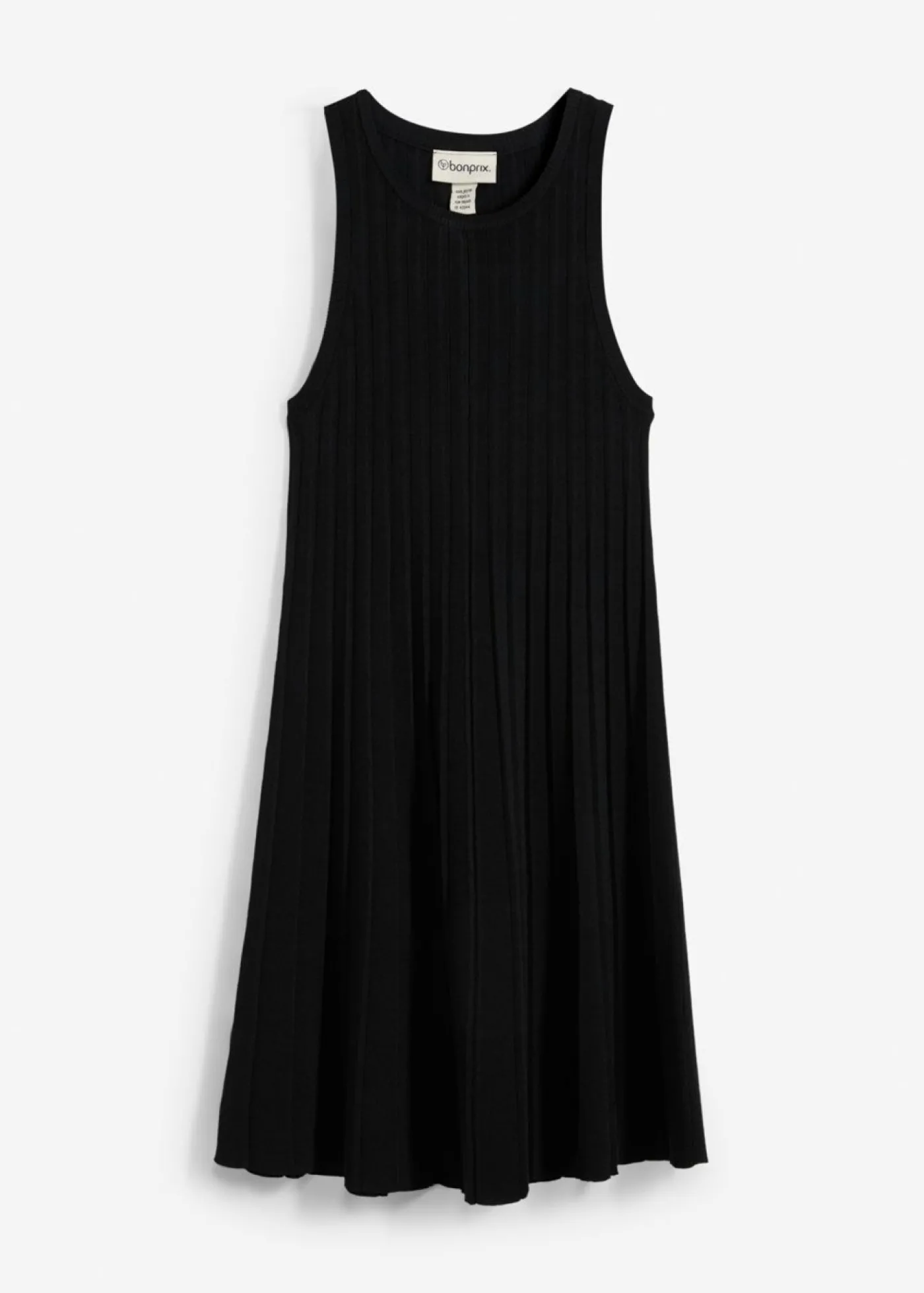 bonprix bonprix Vestido de punto de mezcla de viscosa con línea en A Negro Outlet