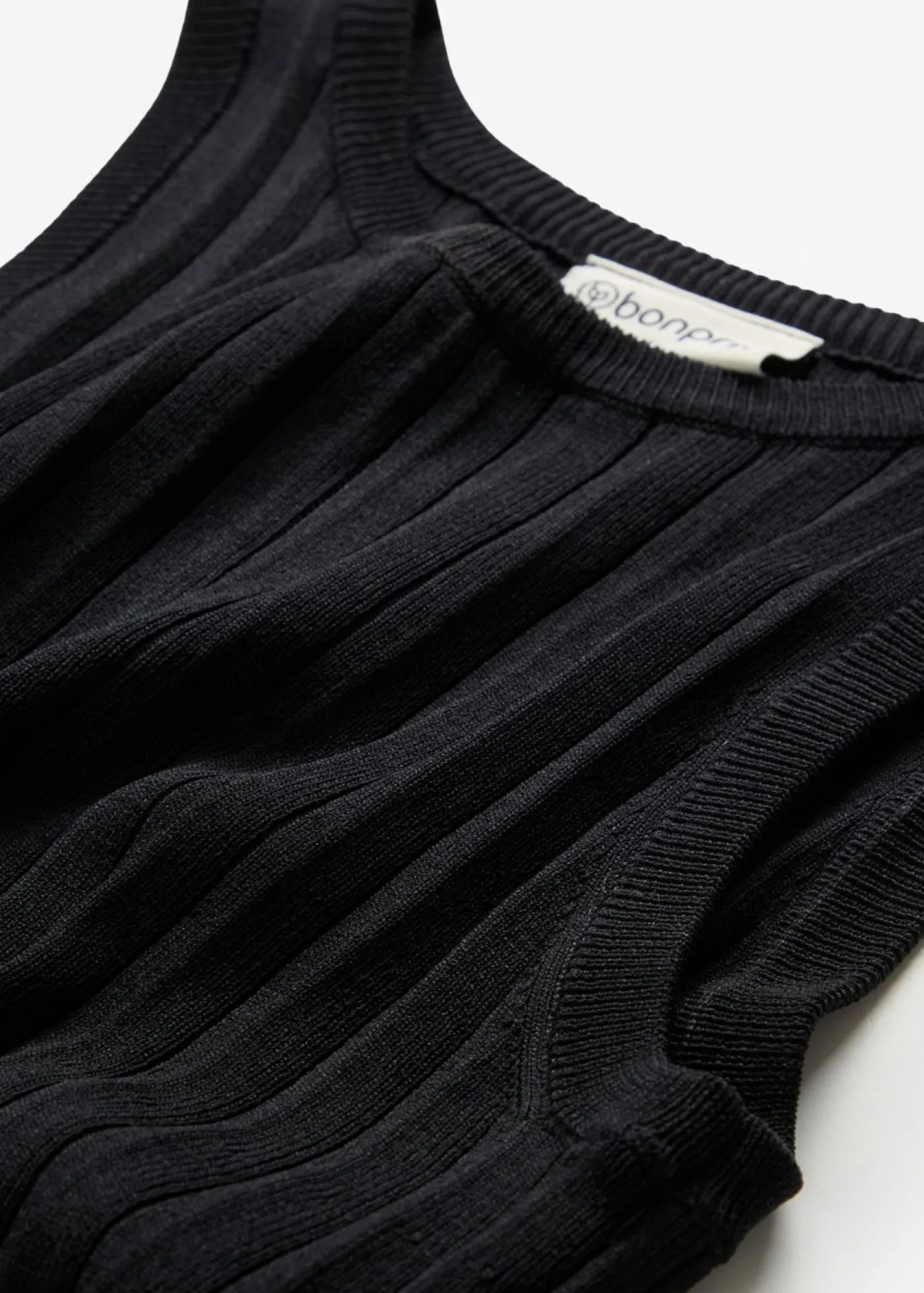 bonprix bonprix Vestido de punto de mezcla de viscosa con línea en A Negro Outlet