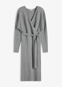 bonprix bonprix Vestido de punto de mezcla de viscosa fluida Gris jaspeado