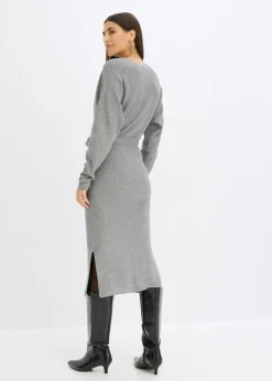 bonprix bonprix Vestido de punto de mezcla de viscosa fluida Gris jaspeado