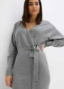 bonprix bonprix Vestido de punto de mezcla de viscosa fluida Gris jaspeado