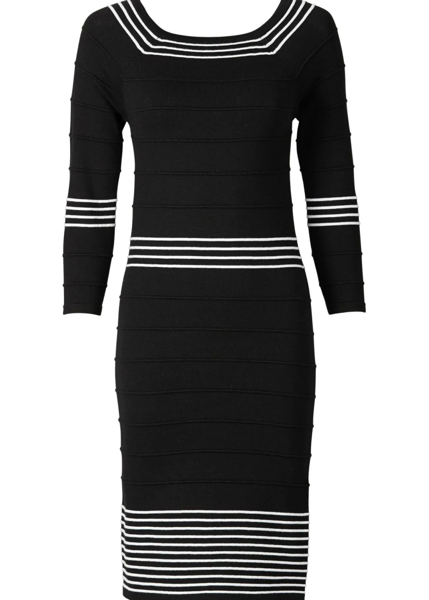 bonprix bonprix Vestido de punto de mezcla de viscosa suave Negro-blanco de rayas Hot