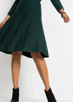 bonprix bonprix Vestido de punto de mezcla de viscosa suave verde intenso-negro Discount