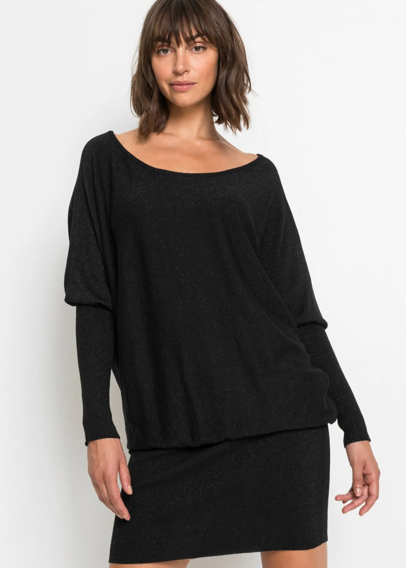 bonprix bonprix Vestido de punto de mezcla de viscosa fluida Negro Clearance