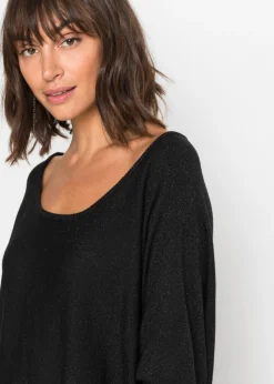 bonprix bonprix Vestido de punto de mezcla de viscosa fluida Negro Clearance