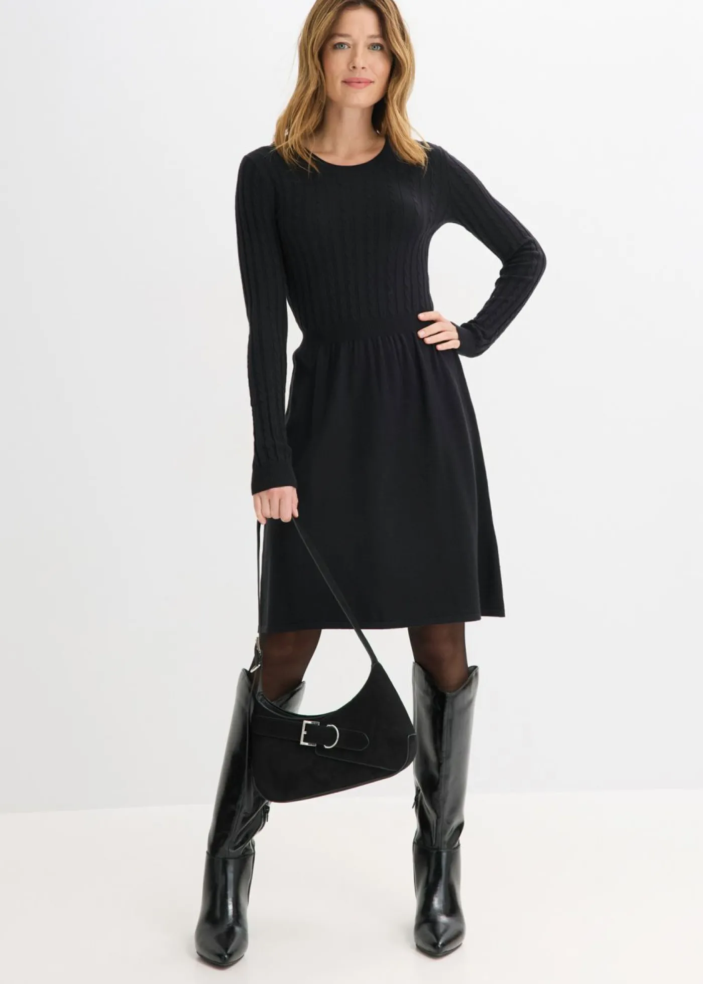 bonprix bonprix Vestido de punto de mezcla de viscosa Negro New