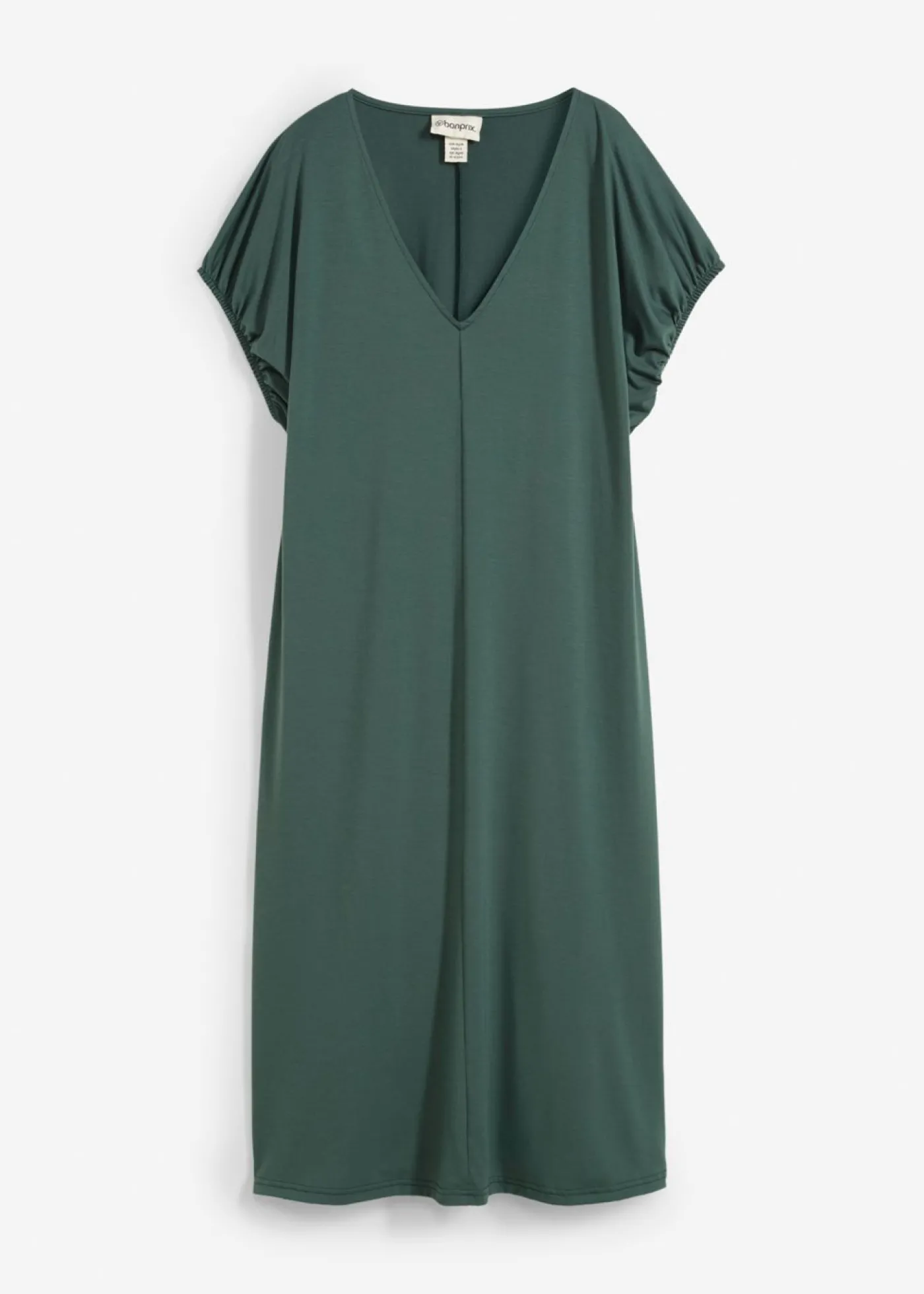 bonprix bonprix Vestido de punto de mezcla de viscosa con escote en V verde sombra Sale