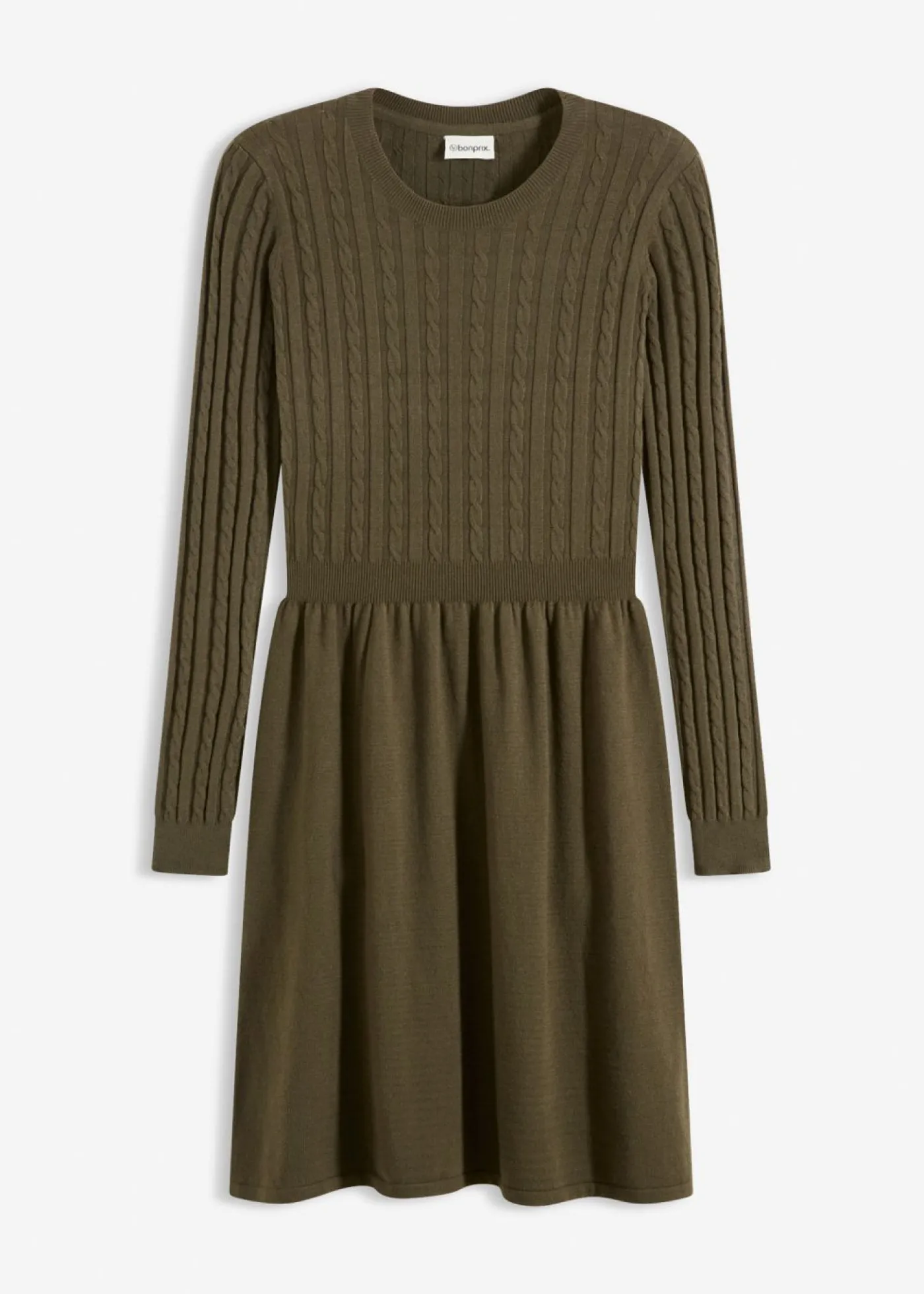 bonprix bonprix Vestido de punto de mezcla de viscosa oliva pálido moteado Outlet