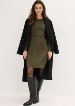 bonprix bonprix Vestido de punto de mezcla de viscosa oliva pálido moteado Outlet