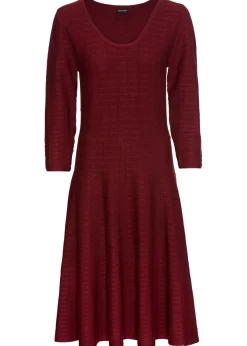 bonprix bonprix Vestido de punto de mezcla de viscosa suave rubí / negro Outlet