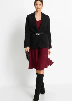 bonprix bonprix Vestido de punto de mezcla de viscosa suave rubí / negro Outlet