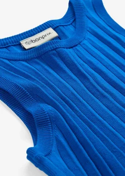 bonprix bonprix Vestido de punto de mezcla de viscosa con línea en A Azur Discount