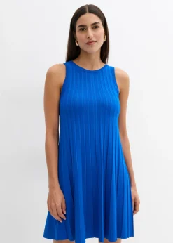 bonprix bonprix Vestido de punto de mezcla de viscosa con línea en A Azur Discount