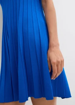 bonprix bonprix Vestido de punto de mezcla de viscosa con línea en A Azur Discount