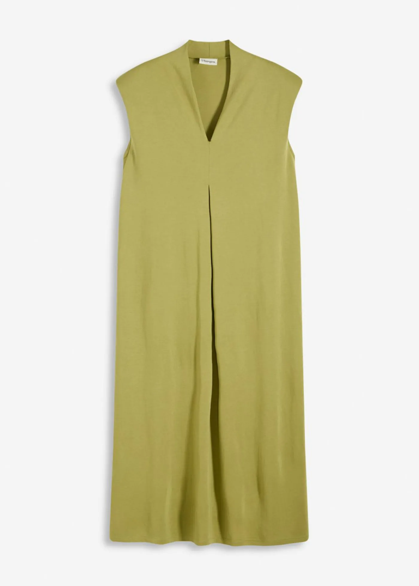 bonprix bonprix Vestido de punto de piqué de viscosa con hombreras Verde oliva-dorado Sale
