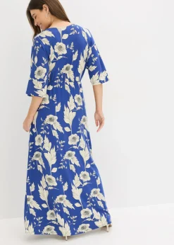 bonprix bonprix Vestido de punto de suave mezcla de viscosa Azul-blanco