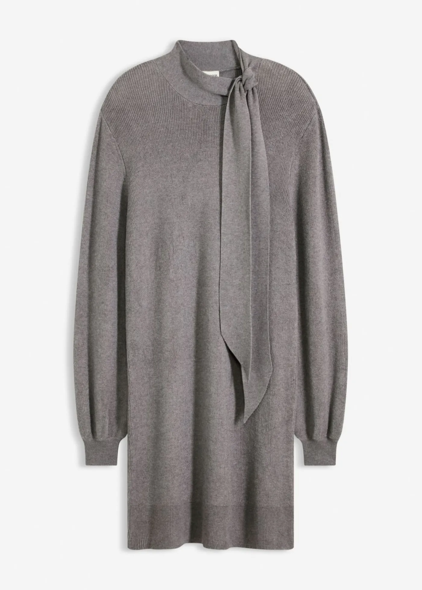 bonprix bonprix Vestido de punto de suave mezcla de viscosa con lazo Gris jaspeado Hot