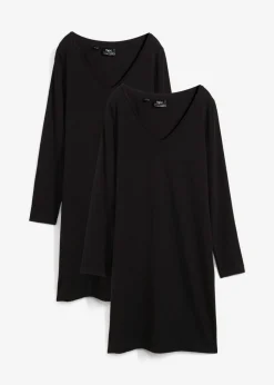 bonprix bonprix Vestido de punto de viscosa (2 unidades) Negro-negro Clearance
