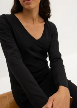 bonprix bonprix Vestido de punto de viscosa (2 unidades) Negro-negro Clearance
