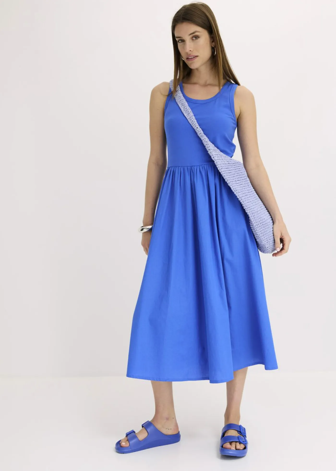 bonprix bonprix Vestido de punto en mezcla de materiales azul glaciar Online
