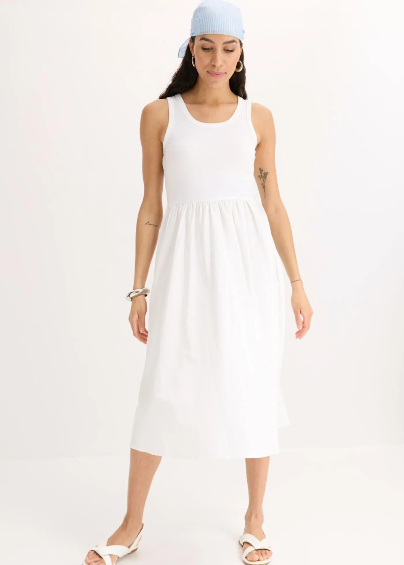 bonprix bonprix Vestido de punto en mezcla de materiales Blanco Discount
