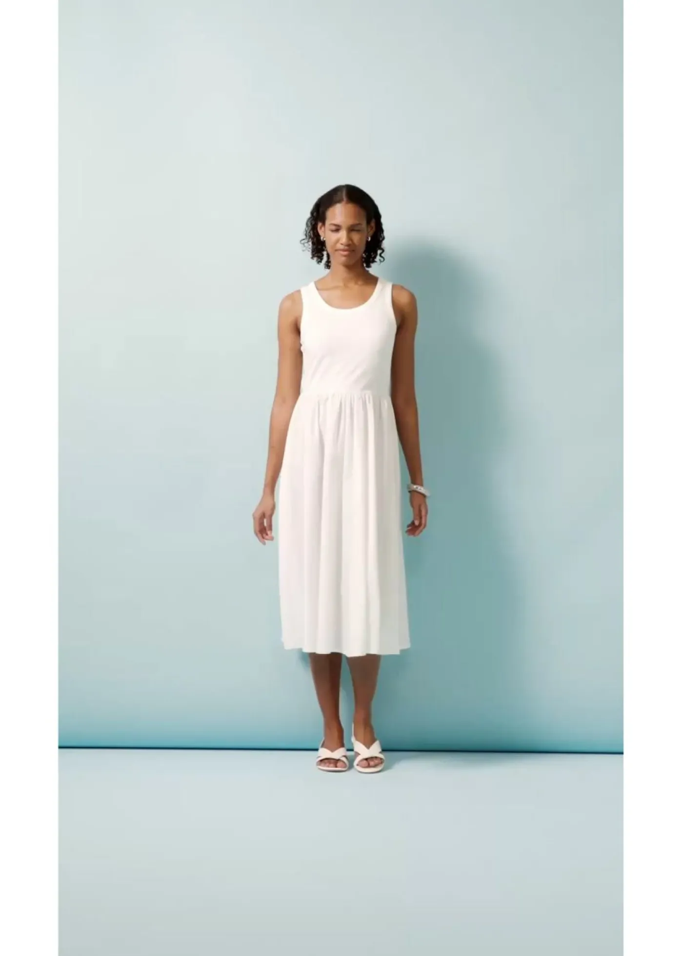 bonprix bonprix Vestido de punto en mezcla de materiales Blanco Discount