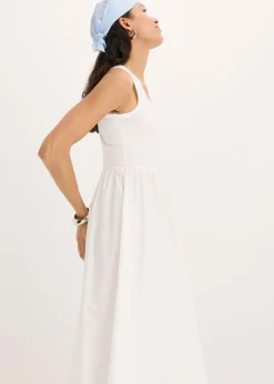 bonprix bonprix Vestido de punto en mezcla de materiales Blanco Discount